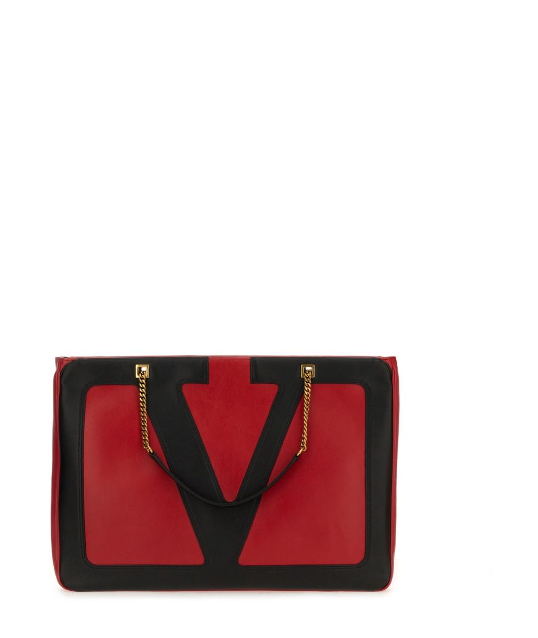VALENTINO Красная кожаная сумка тоут, фото 4