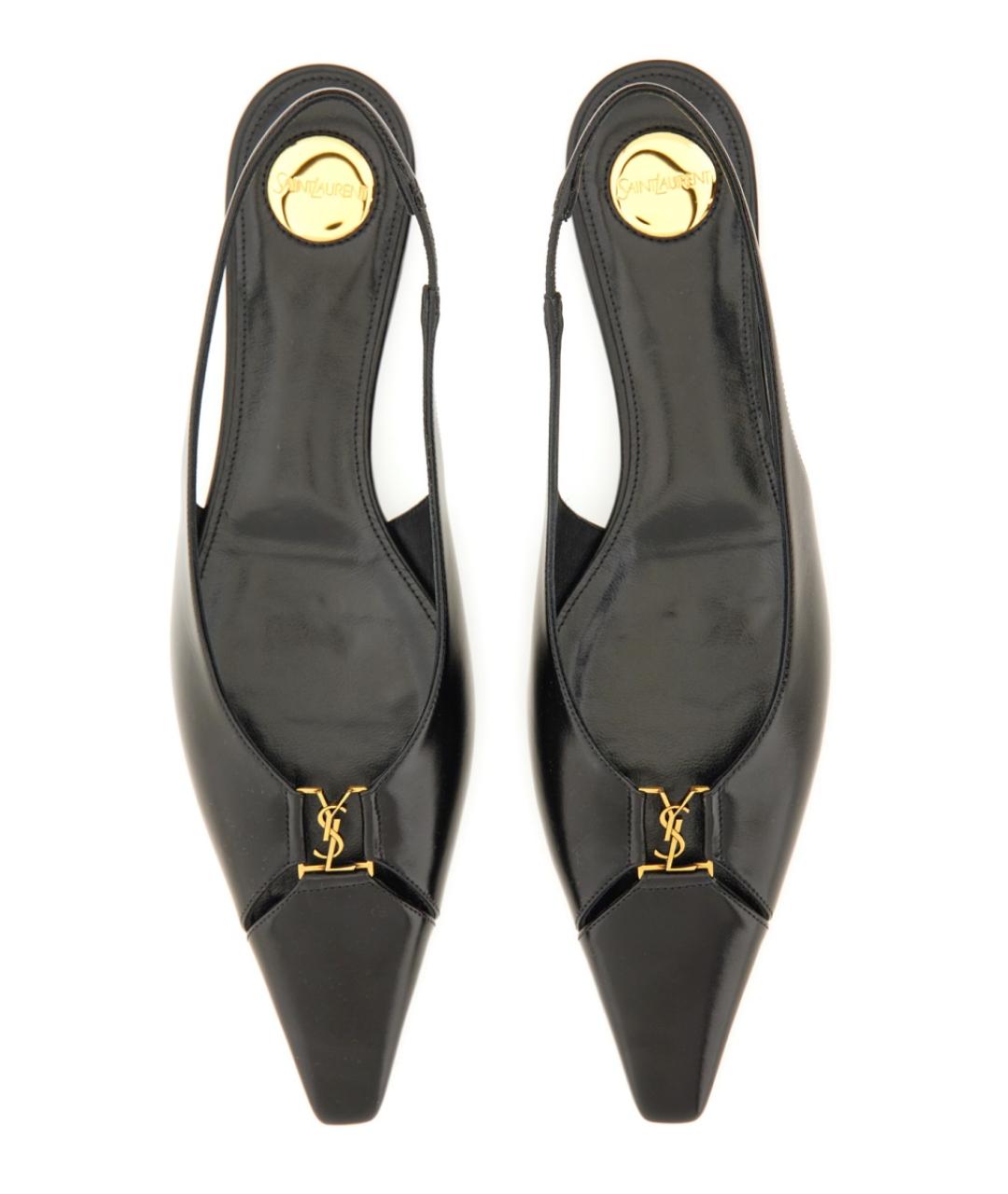 SAINT LAURENT Черные кожаные балетки, фото 6