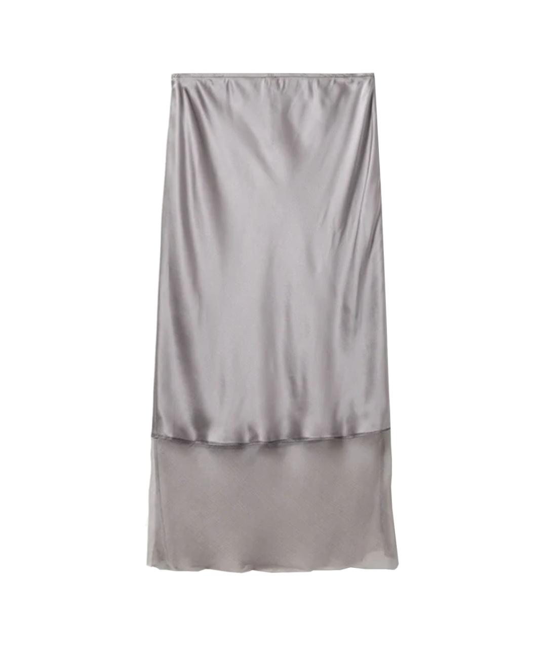 THE GARMENT Серая шелковая юбка миди, фото 1