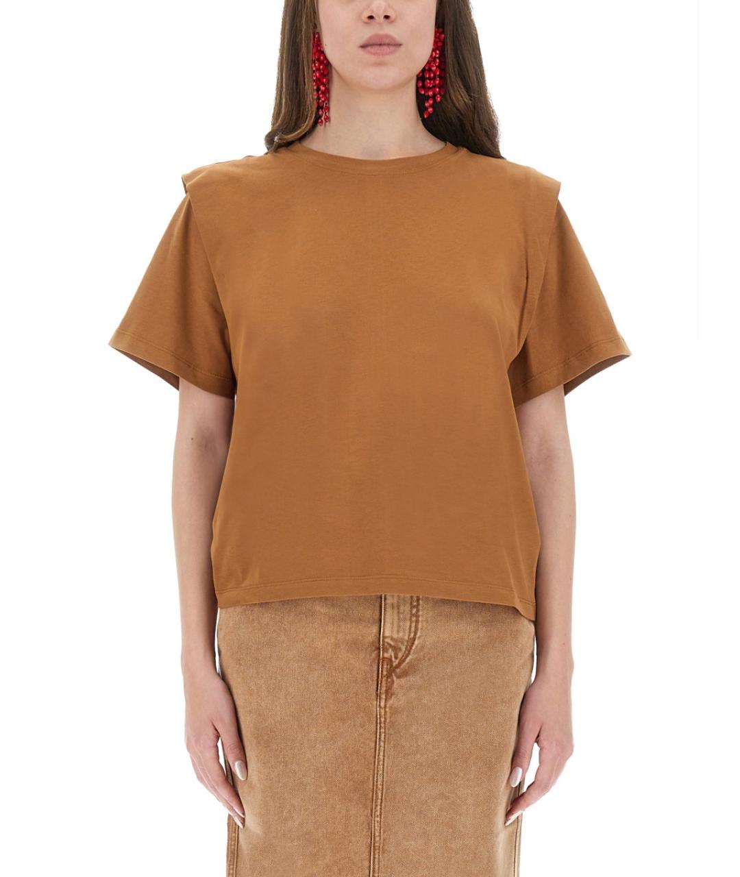 ISABEL MARANT Коричневая хлопковая футболка, фото 2