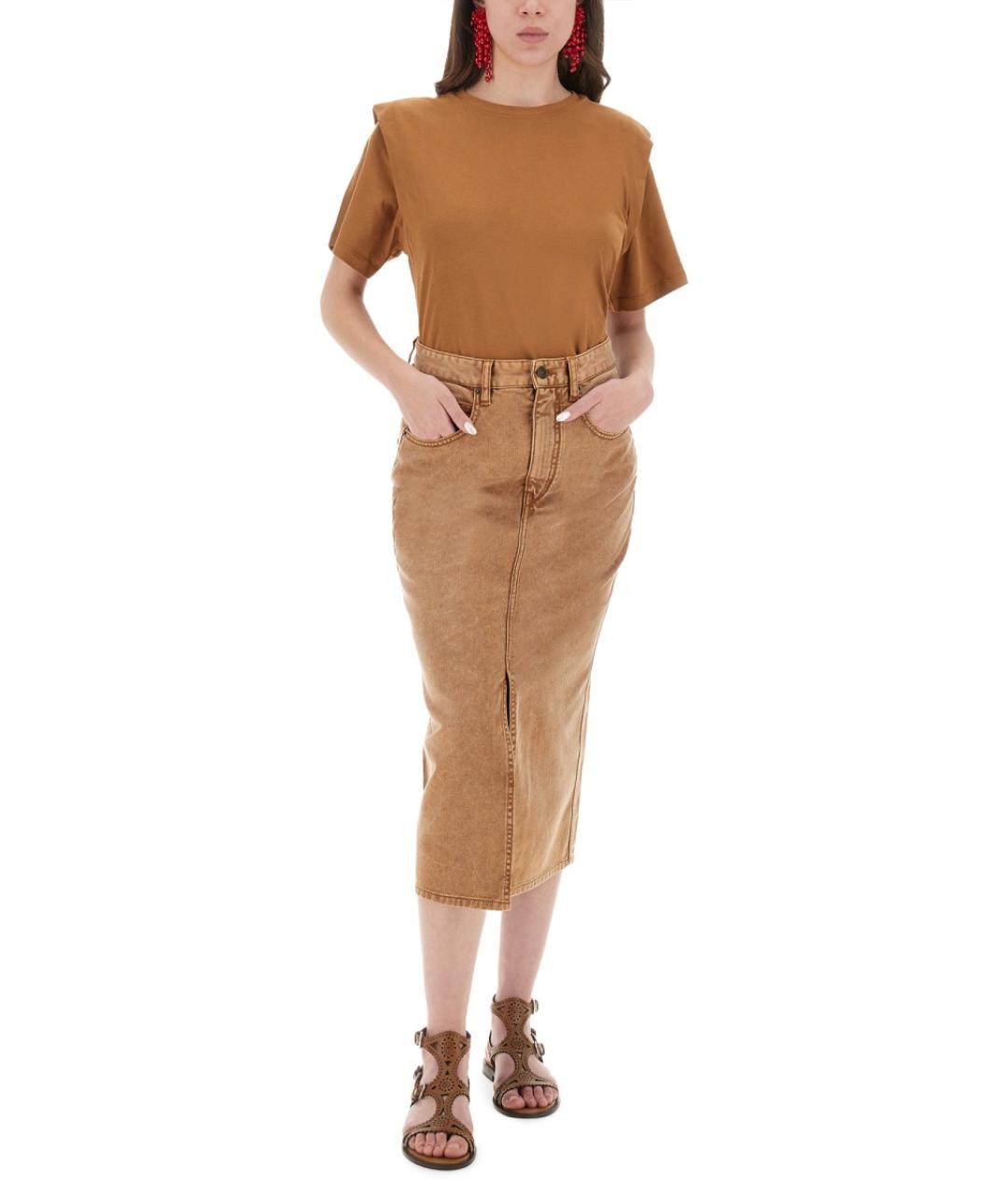 ISABEL MARANT Коричневая хлопковая футболка, фото 3