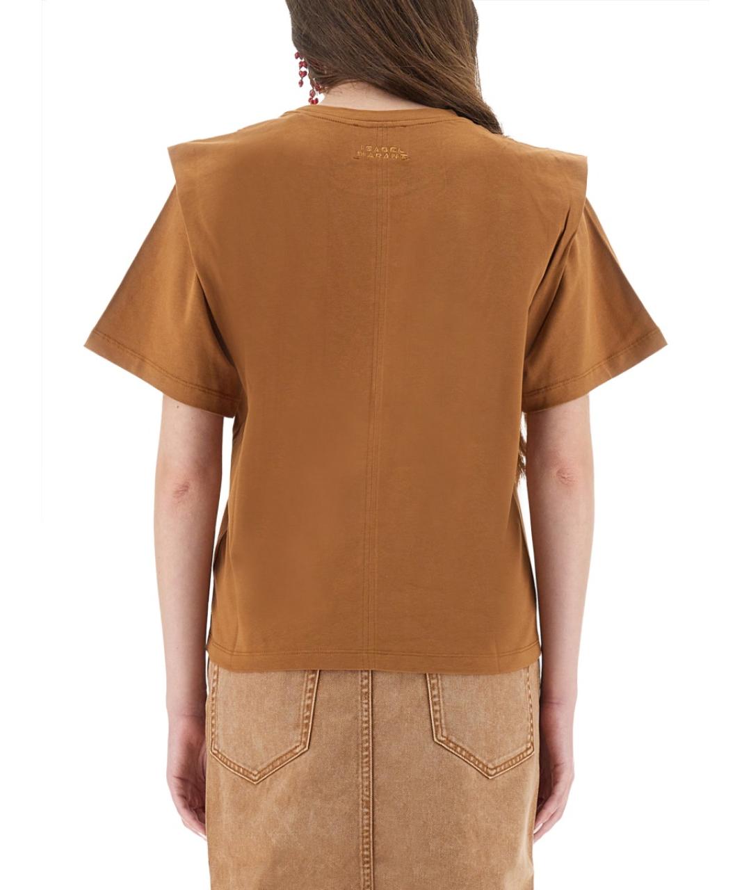 ISABEL MARANT Коричневая хлопковая футболка, фото 4