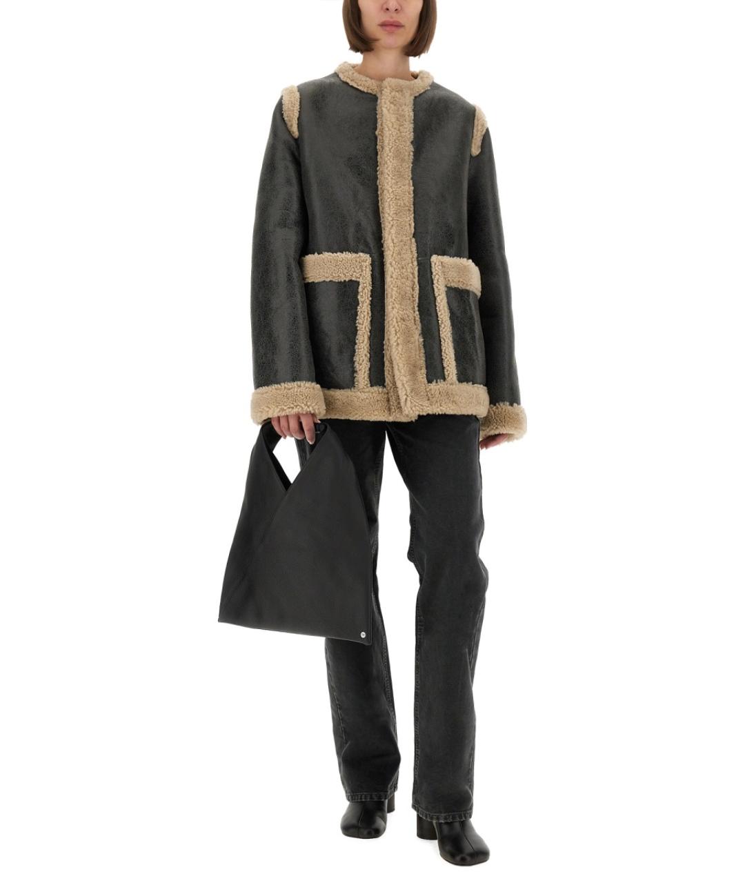 MM6 MAISON MARGIELA Черная меховая дубленка, фото 3