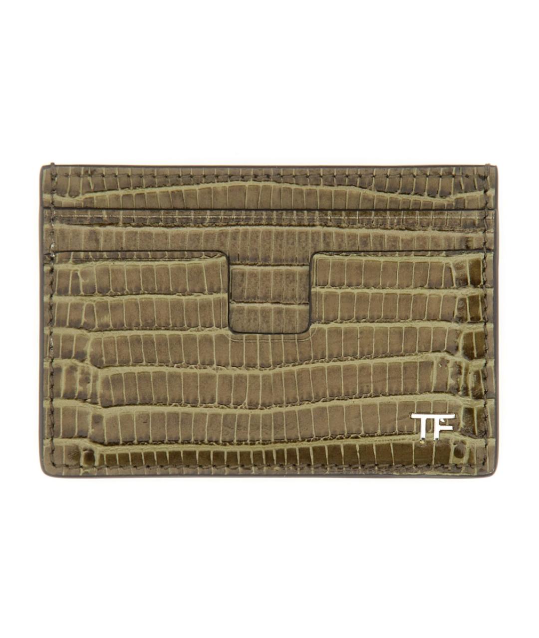 TOM FORD Хаки кожаный кардхолдер, фото 1