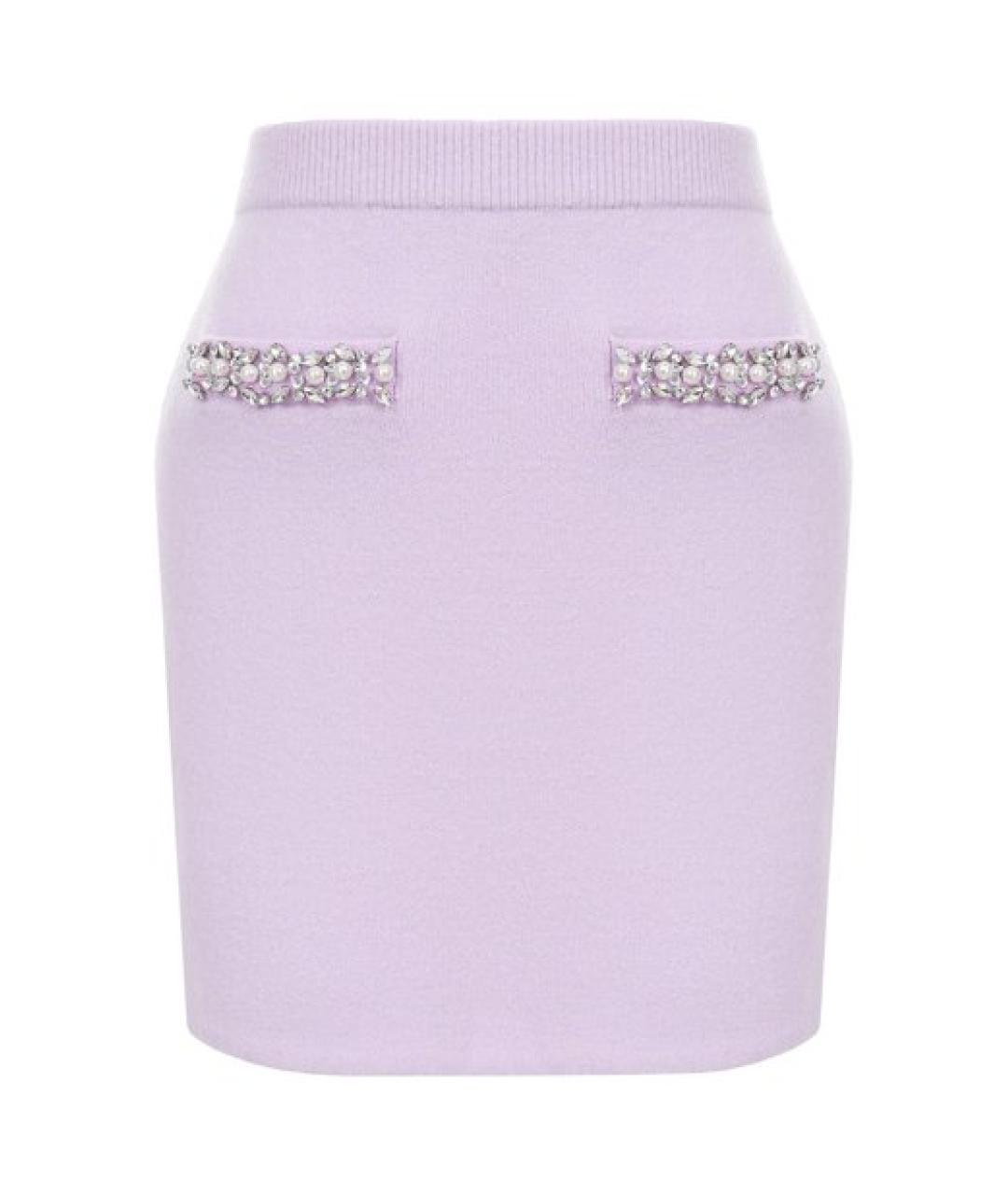 SELF-PORTRAIT Фиолетовая вискозная юбка мини, фото 1