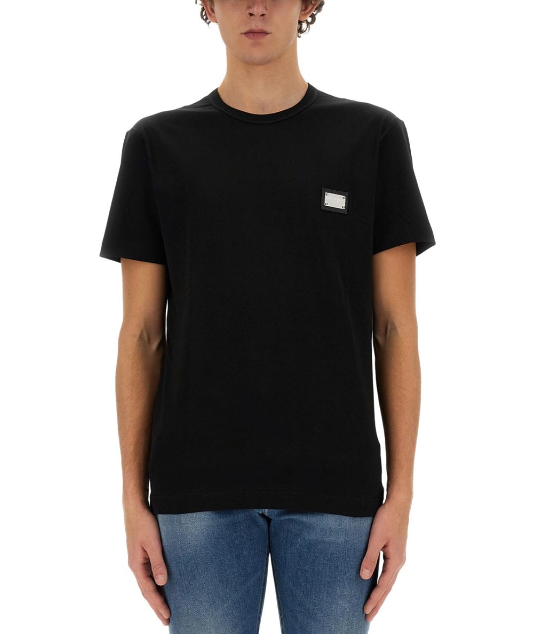 DOLCE&GABBANA Черная хлопковая футболка, фото 2