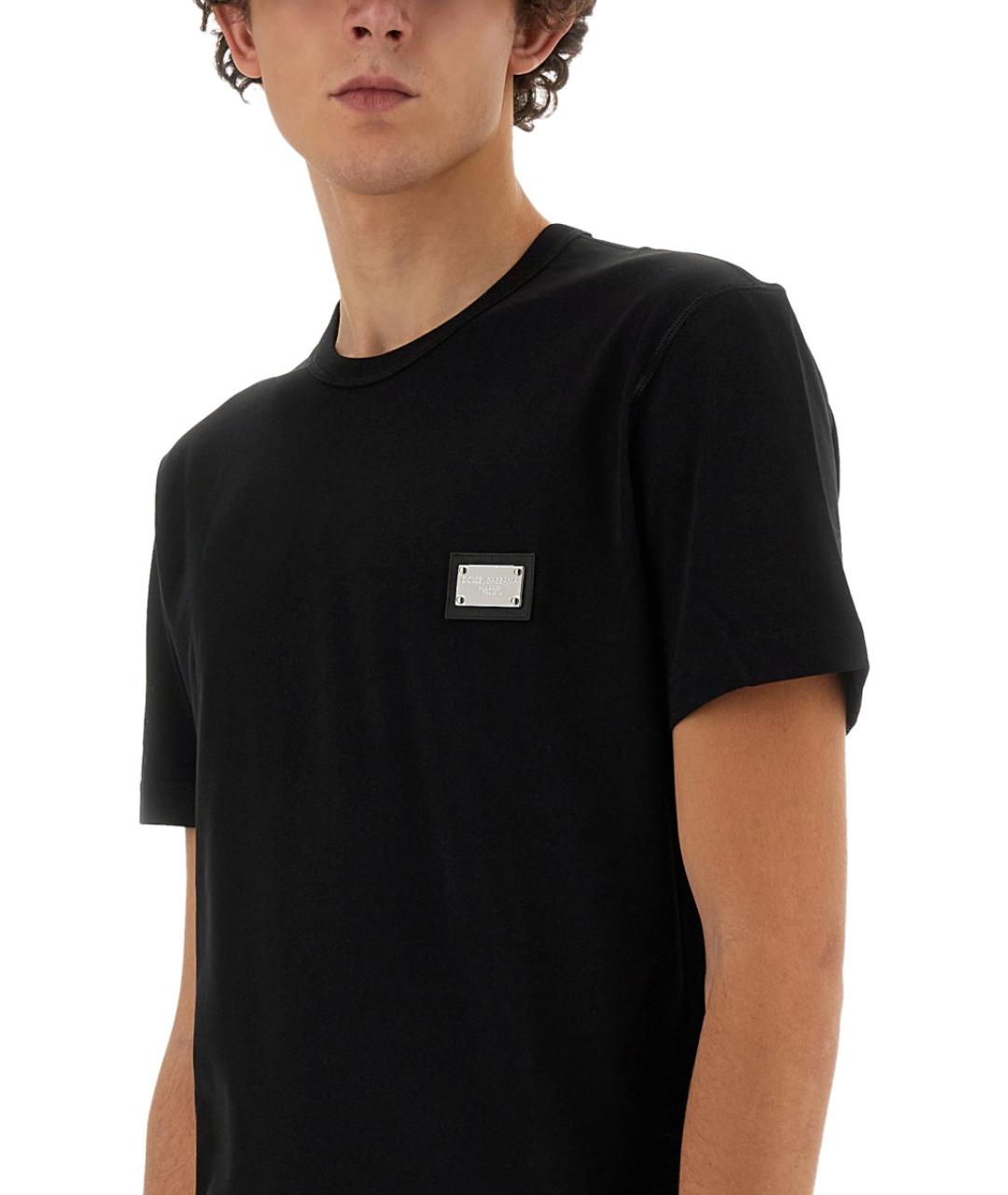 DOLCE&GABBANA Черная хлопковая футболка, фото 5