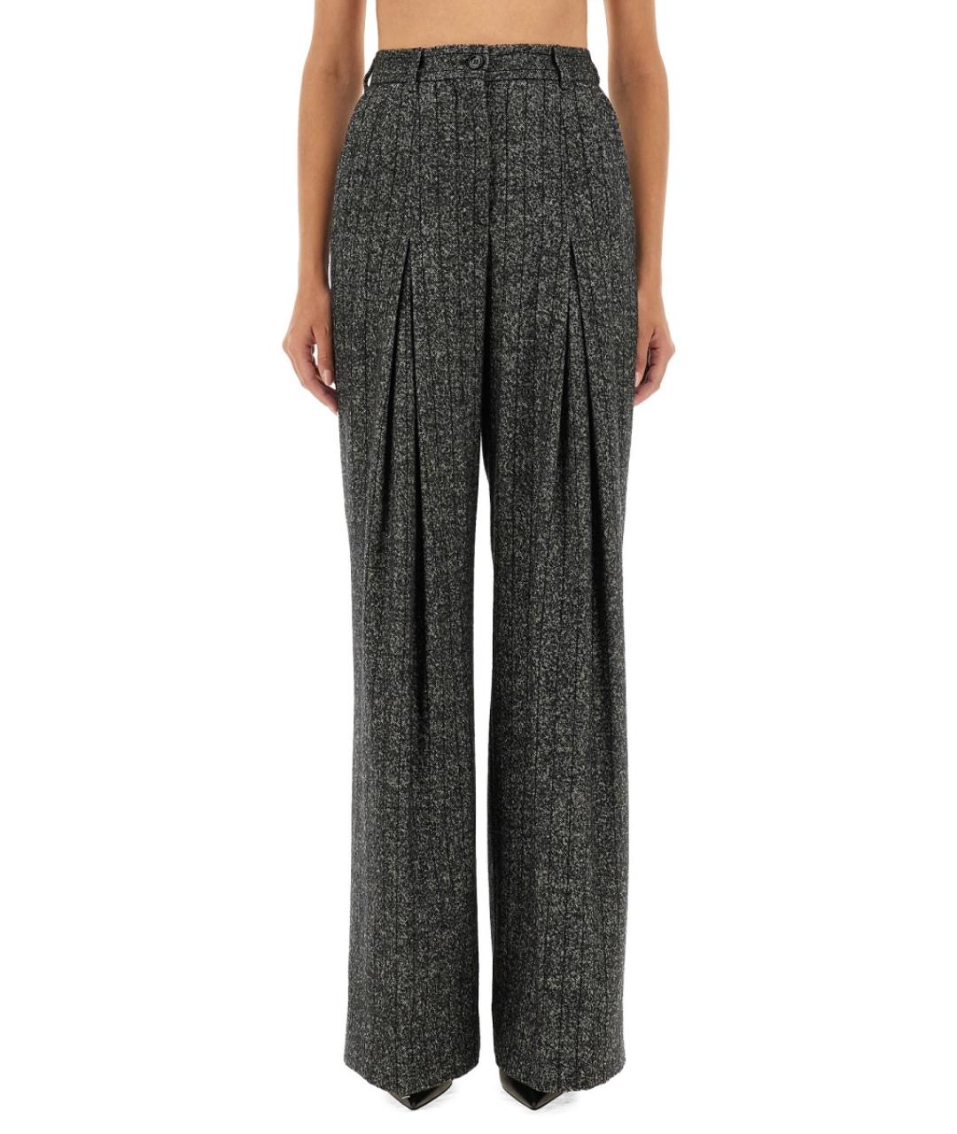 DOLCE&GABBANA Серые шерстяные прямые брюки, фото 2