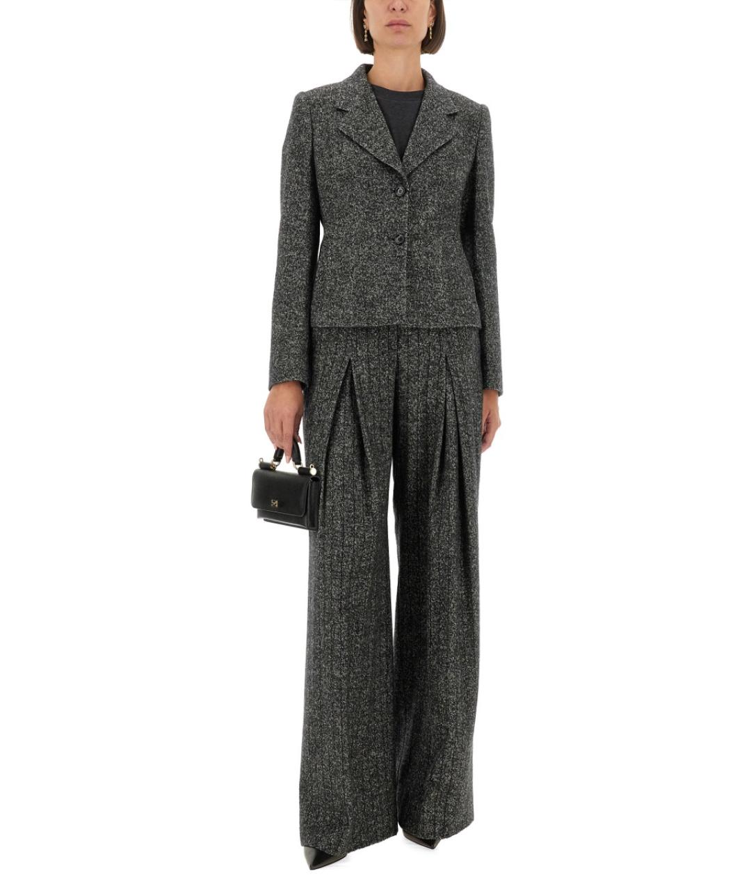 DOLCE&GABBANA Серые шерстяные прямые брюки, фото 3