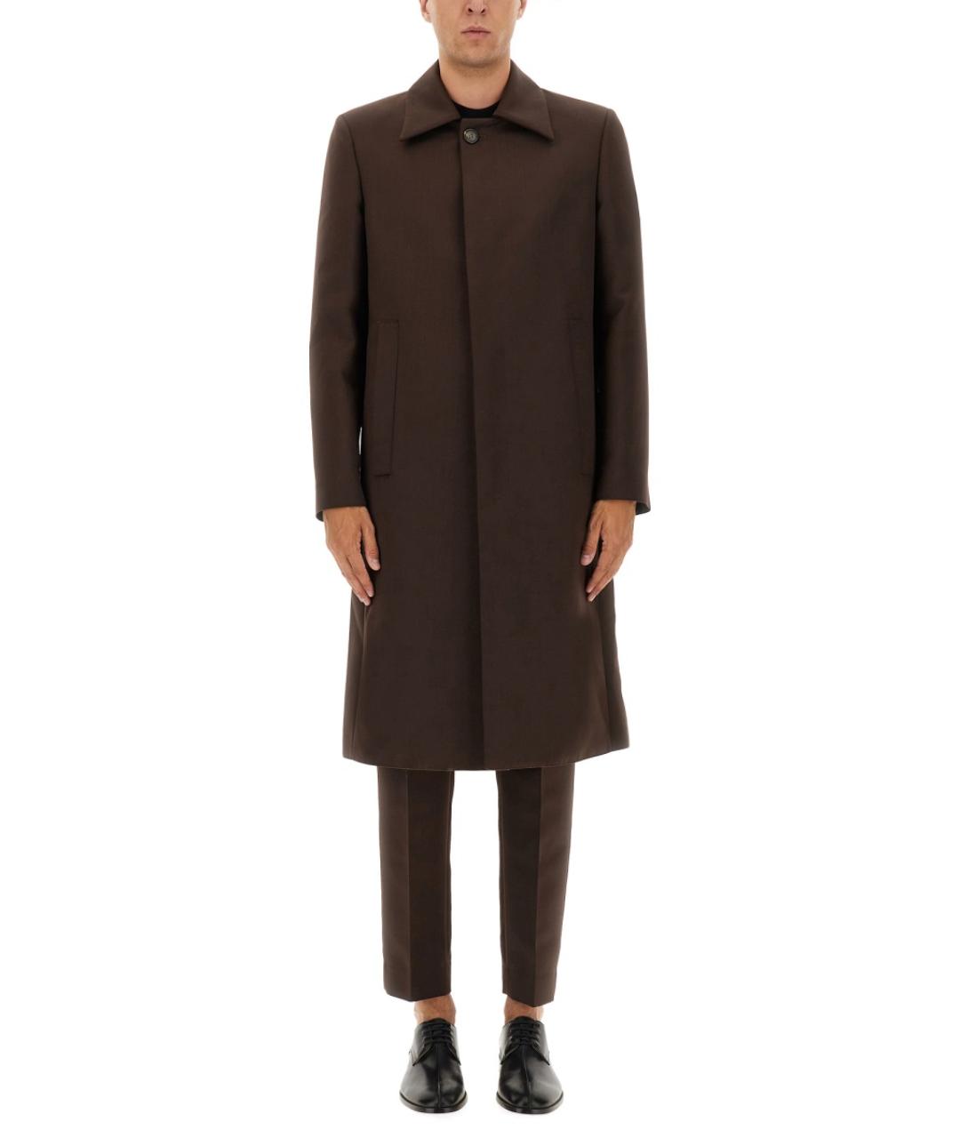 MM6 MAISON MARGIELA Коричневое полиэстеровое пальто, фото 5