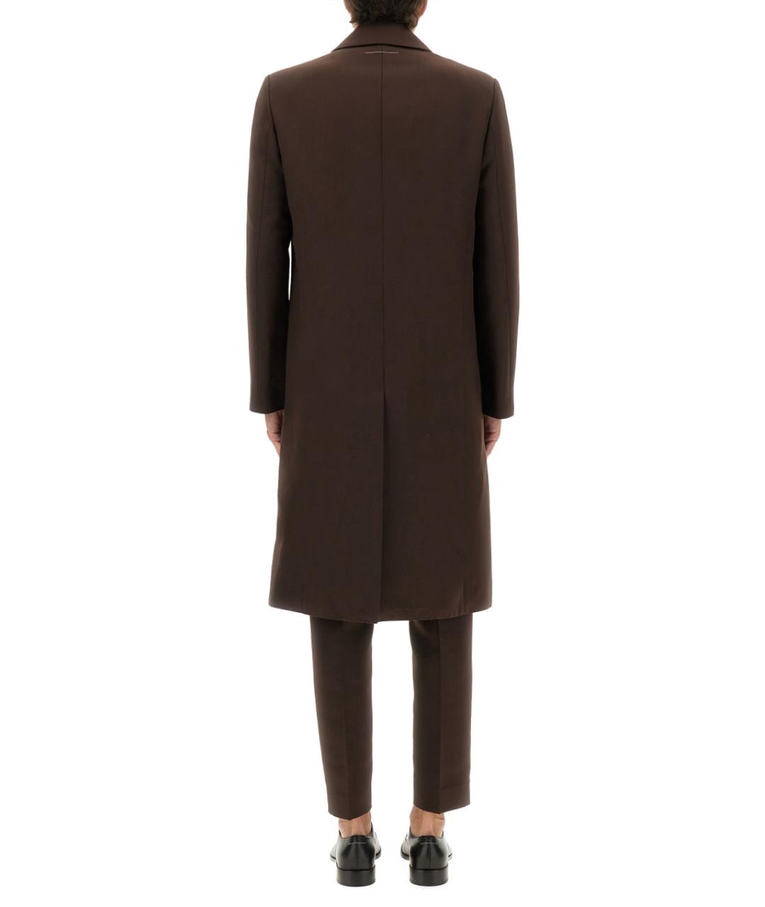 MM6 MAISON MARGIELA Коричневое полиэстеровое пальто, фото 3