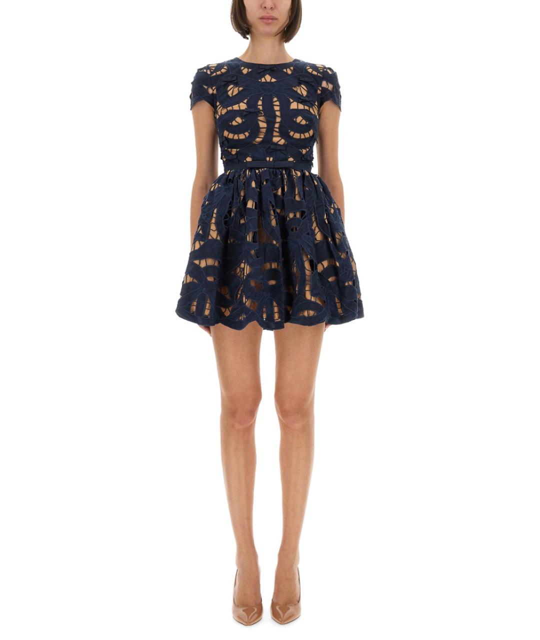 SELF-PORTRAIT Синее хлопковое коктейльное платье, фото 5