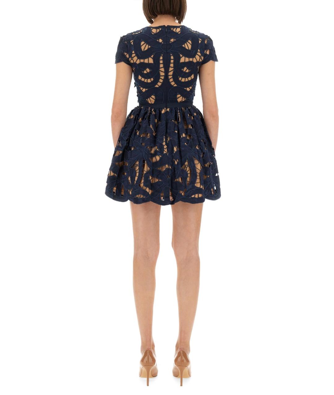 SELF-PORTRAIT Синее хлопковое коктейльное платье, фото 3