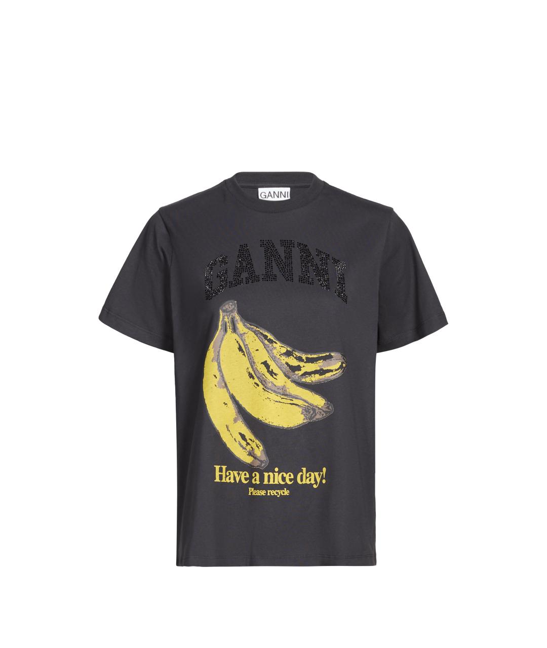 GANNI Серая хлопковая футболка, фото 1
