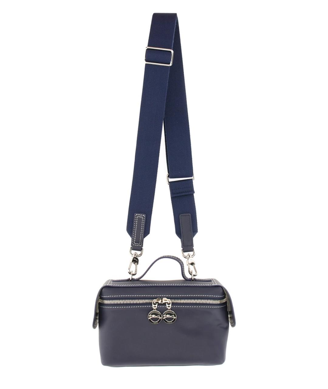 LONGCHAMP Темно-синяя кожаная сумка с короткими ручками, фото 2