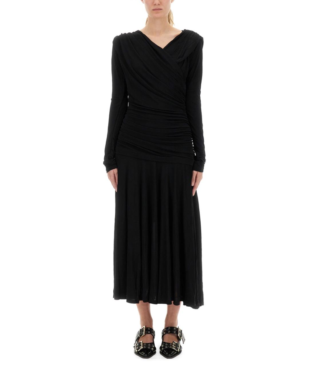 GANNI Черное вискозное повседневное платье, фото 2