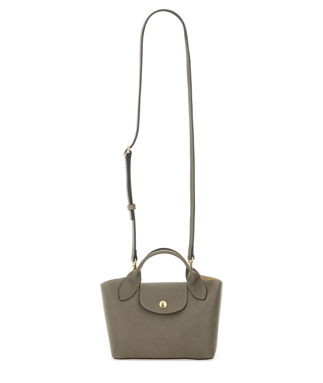 LONGCHAMP Серая кожаная сумка тоут, фото 2