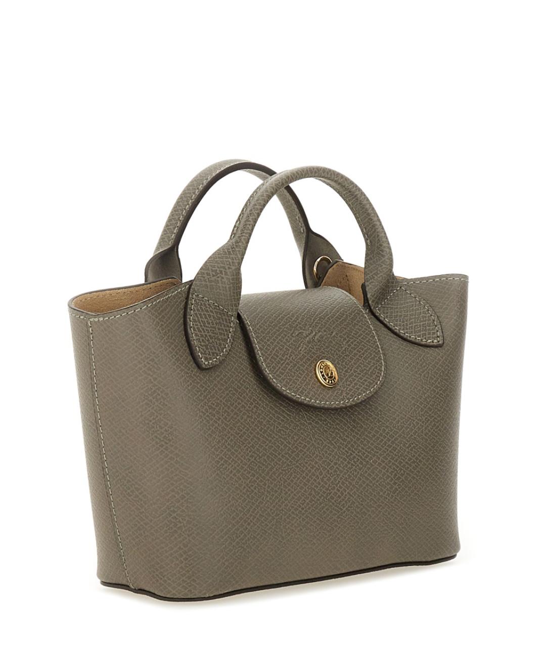 LONGCHAMP Серая кожаная сумка тоут, фото 3