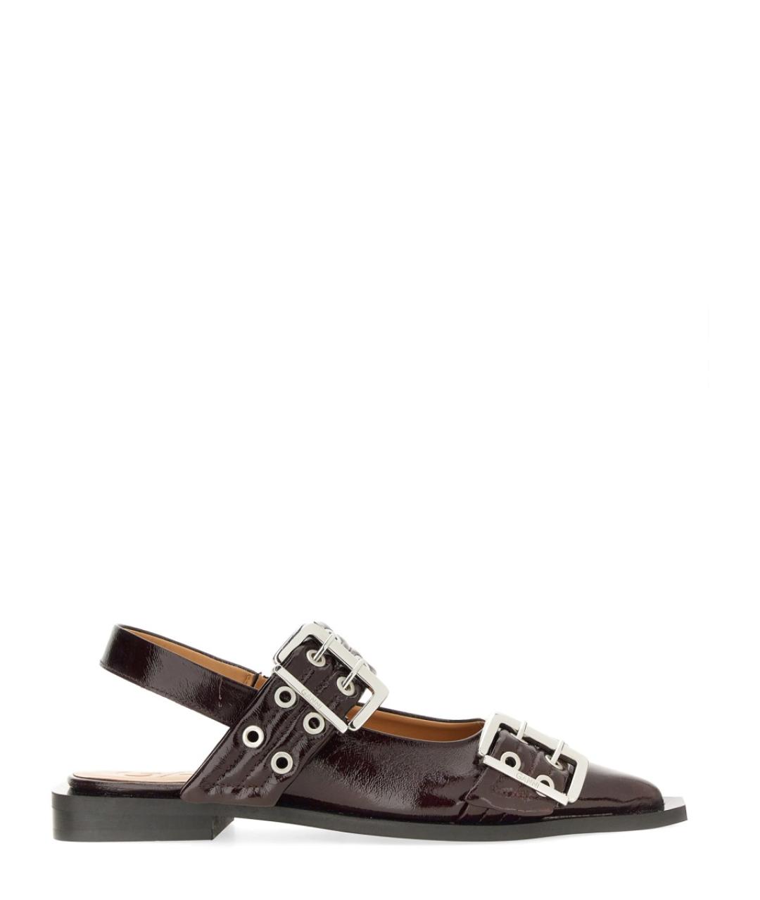 GANNI Бордовые синтетические балетки, фото 2