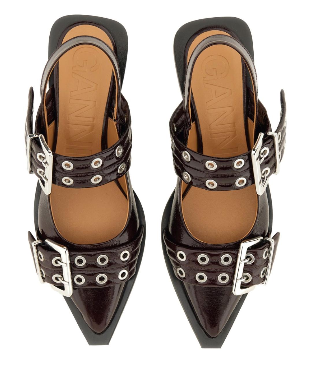 GANNI Бордовые синтетические балетки, фото 7