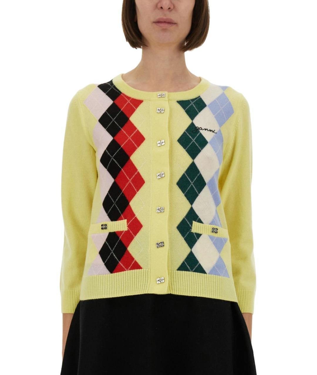 GANNI Мульти шерстяной кардиган, фото 2