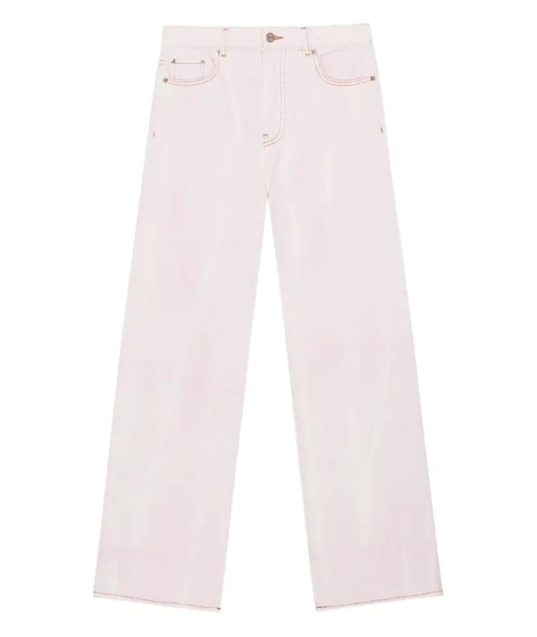 GANNI Розовые хлопковые прямые джинсы, фото 1