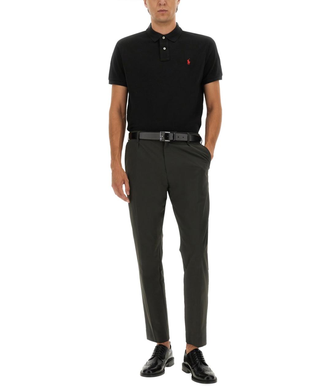 POLO RALPH LAUREN Черное хлопковое поло с коротким рукавом, фото 3