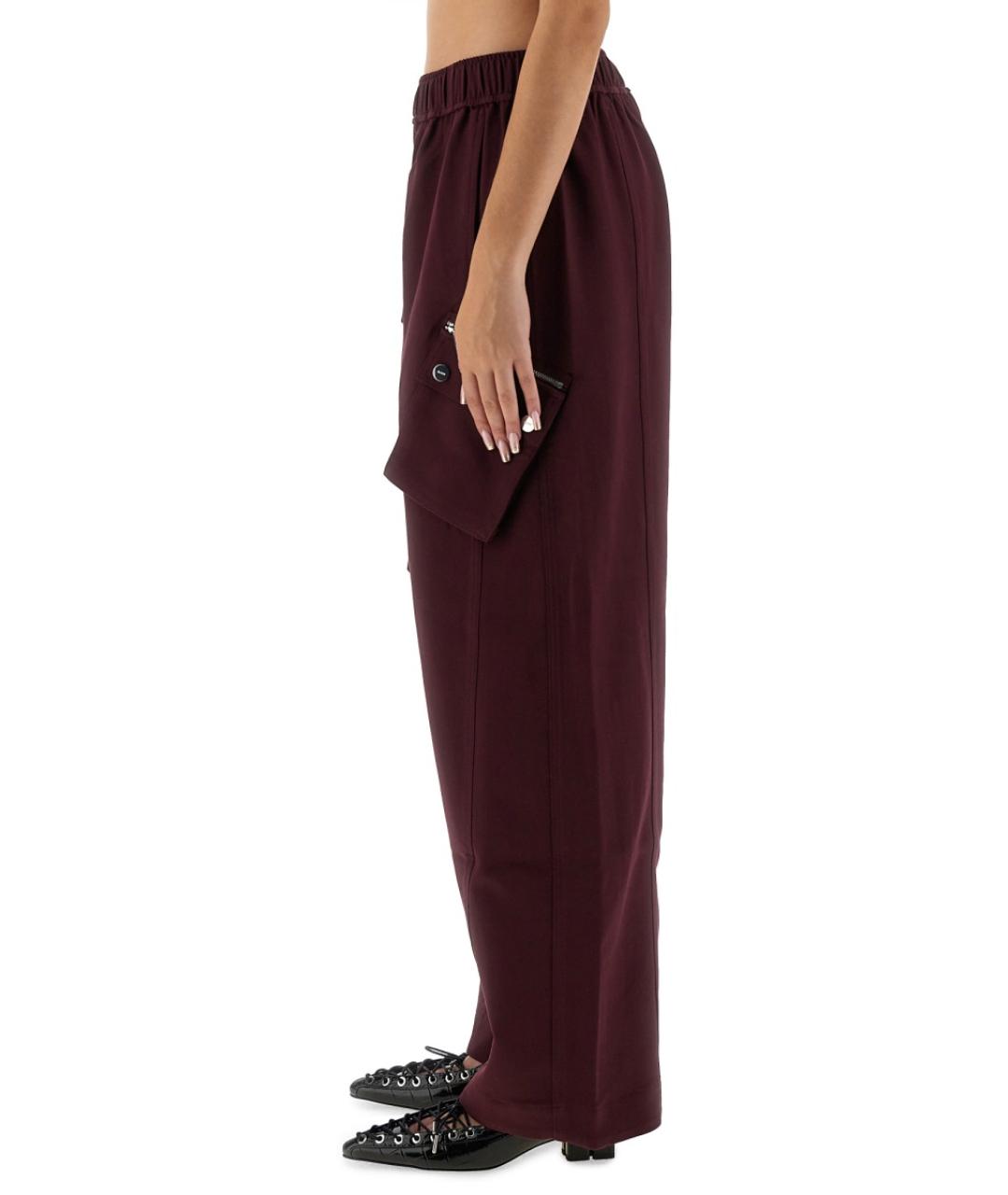 GANNI Бордовые полиэстеровые прямые брюки, фото 5