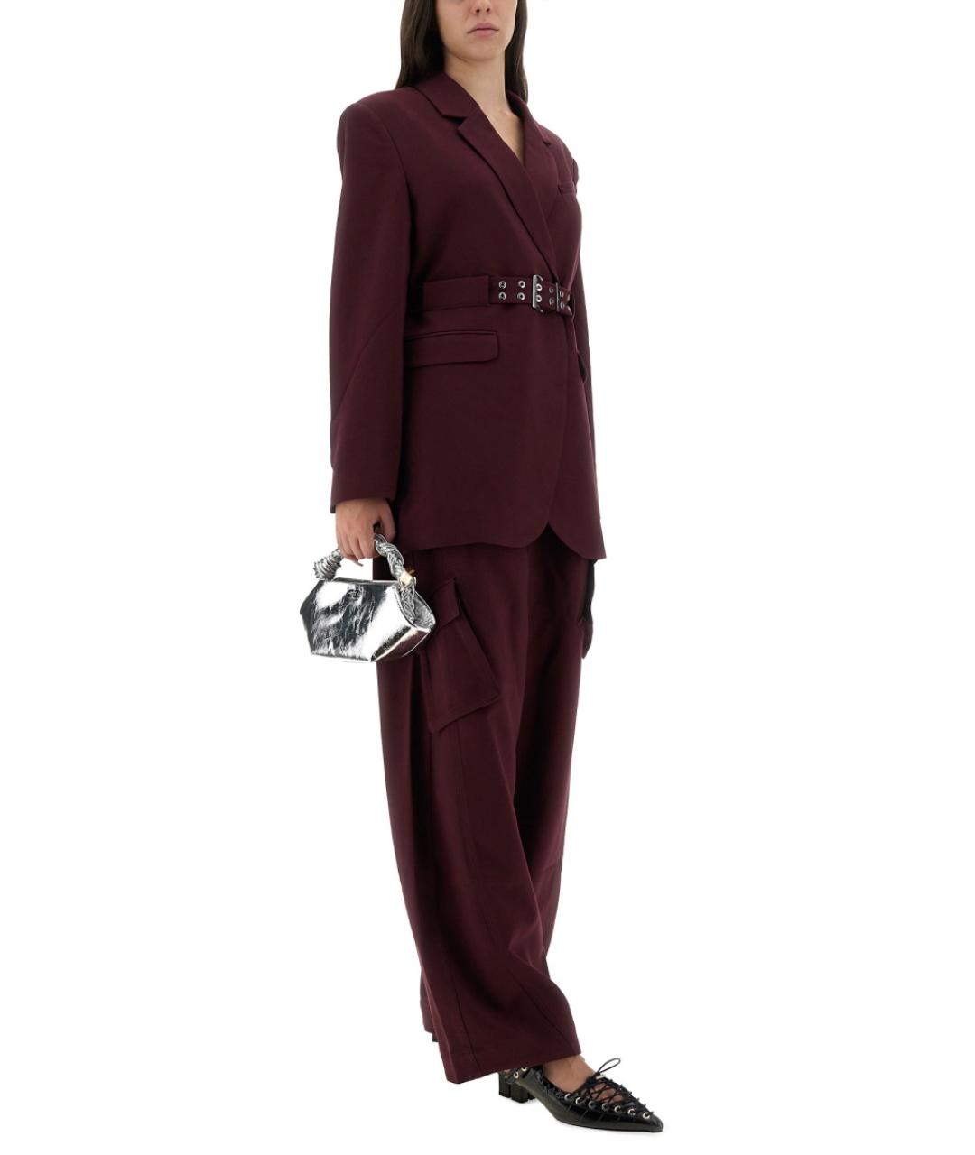 GANNI Бордовые полиэстеровые прямые брюки, фото 3