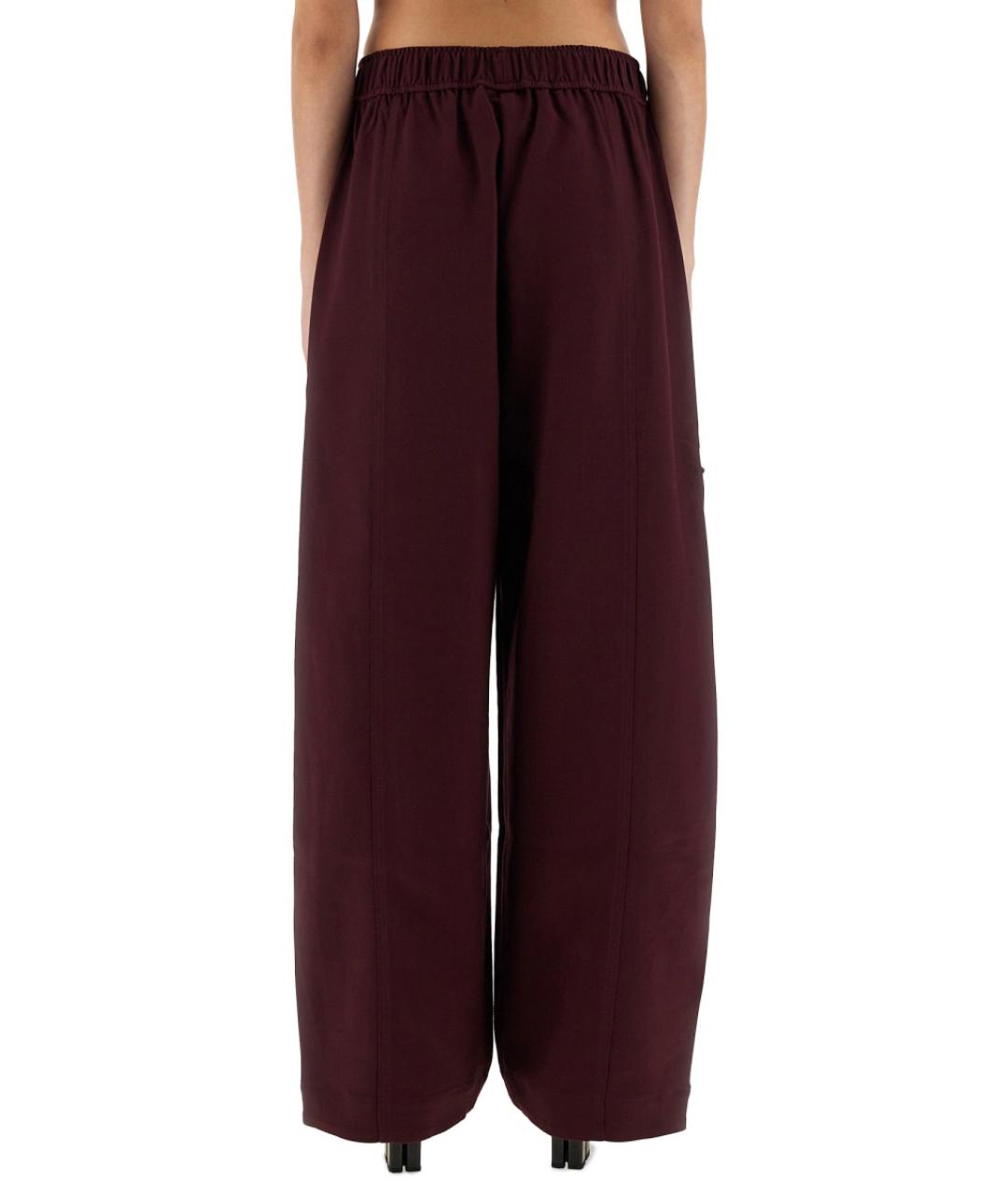 GANNI Бордовые полиэстеровые прямые брюки, фото 4
