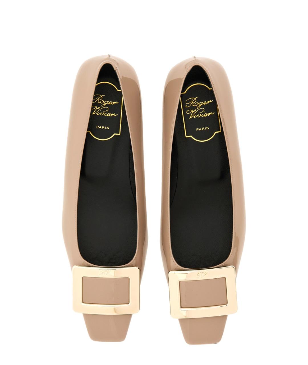 ROGER VIVIER Бежевые кожаные балетки, фото 5