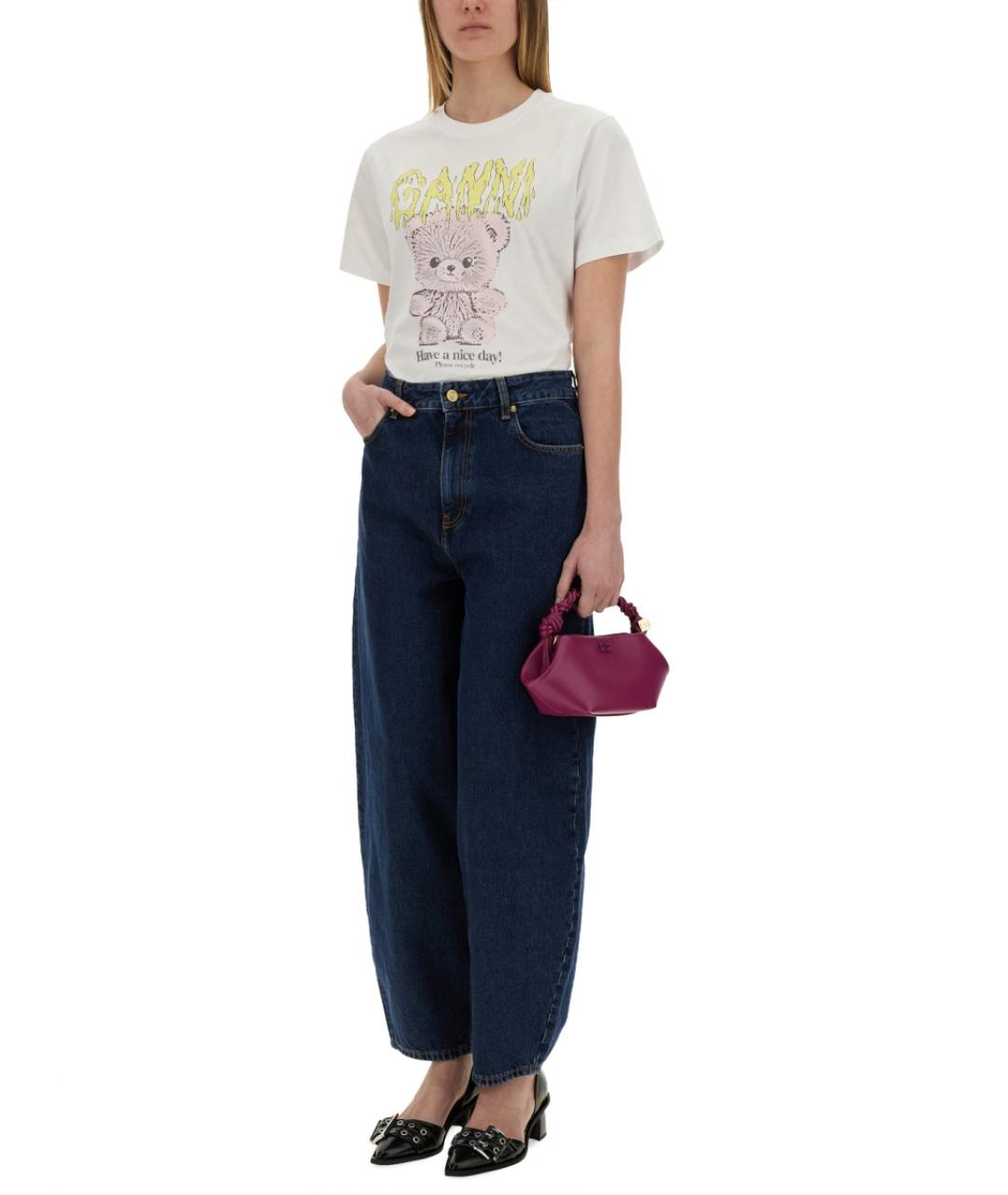 GANNI Белая хлопковая футболка, фото 3