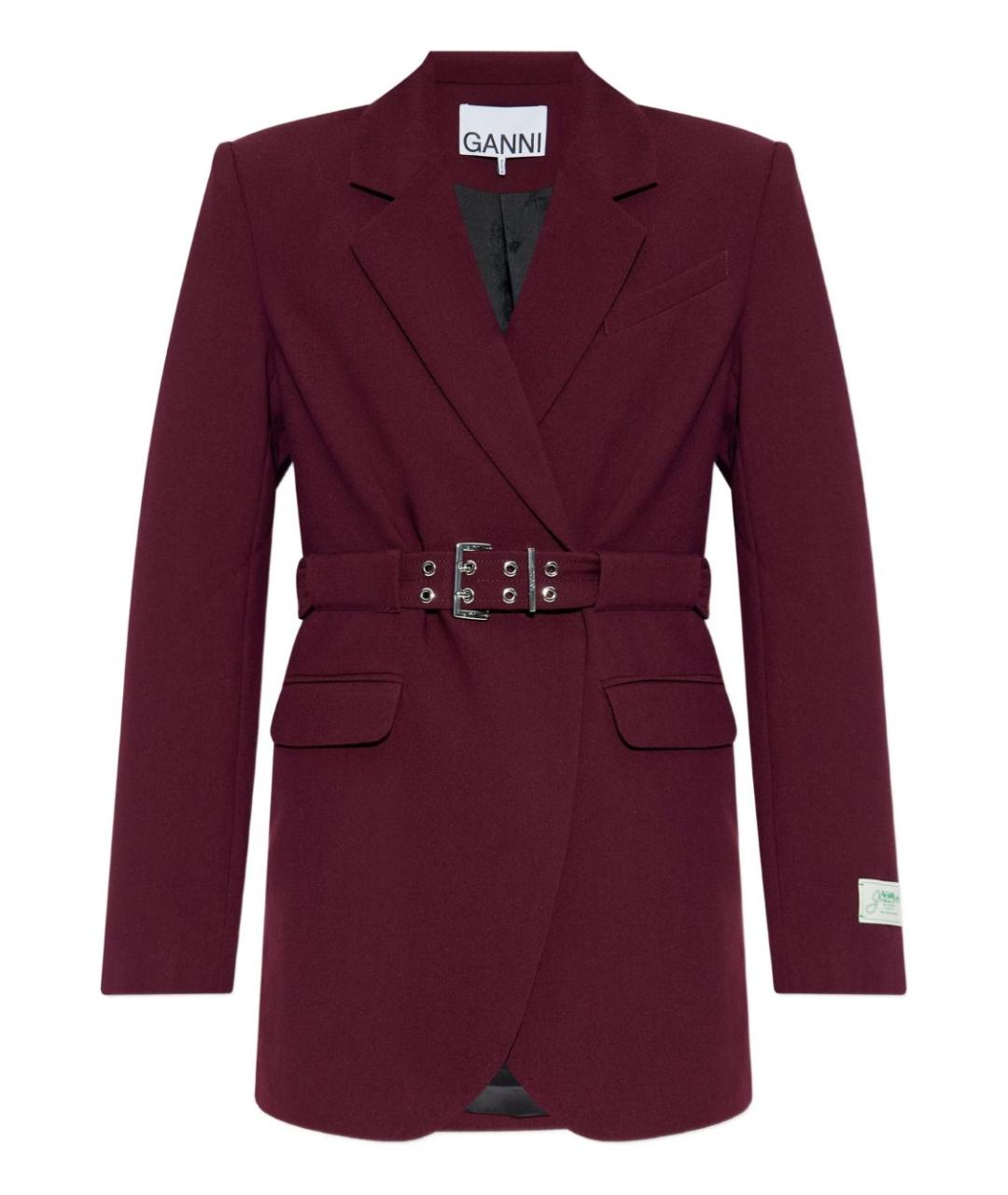 GANNI Бордовый полиэстеровый жакет/пиджак, фото 1