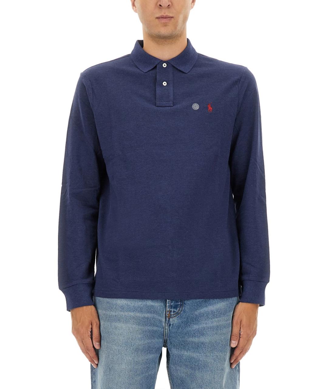 POLO RALPH LAUREN Синее хлопковое поло с коротким рукавом, фото 2