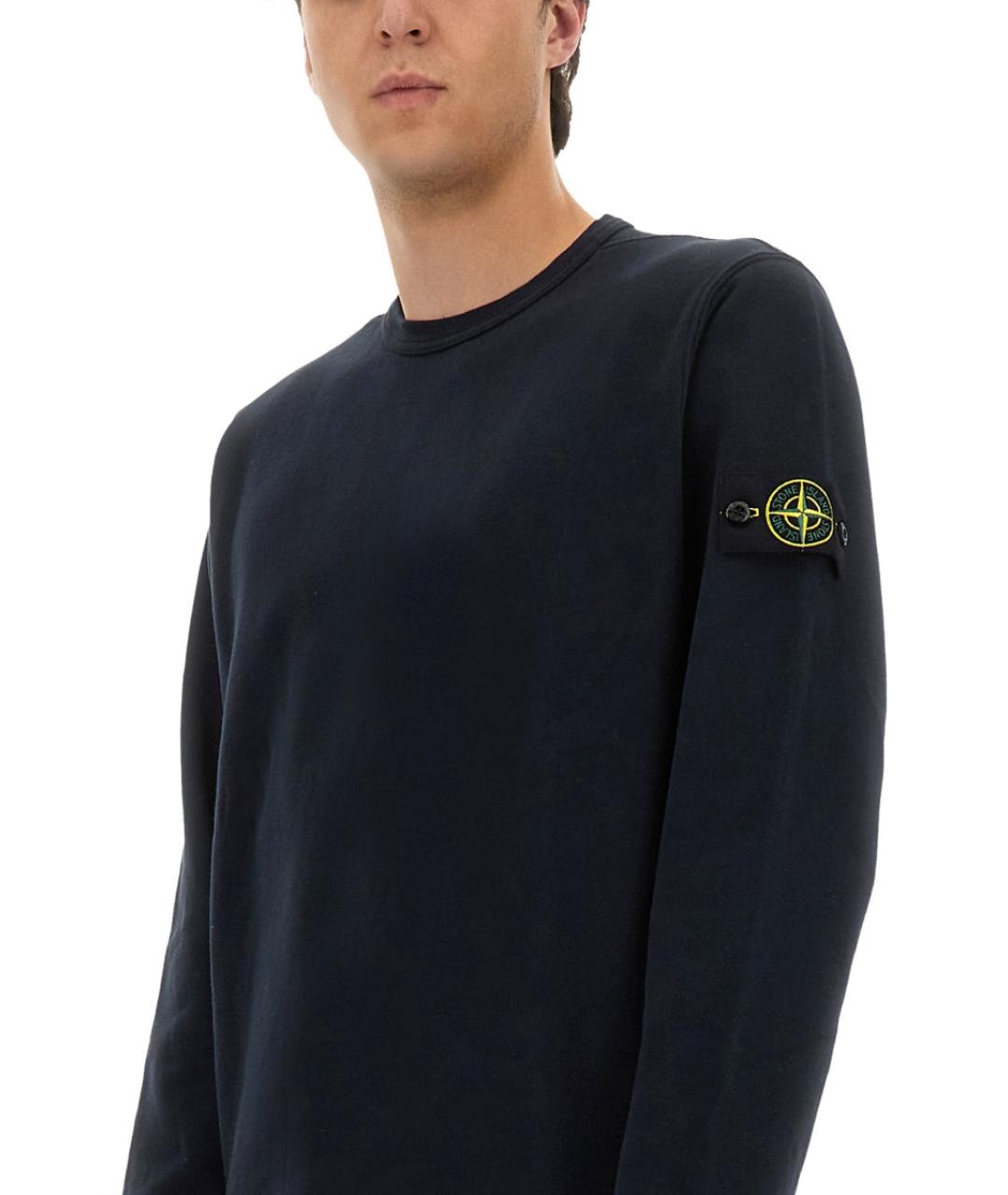 STONE ISLAND Синяя хлопковая водолазка, фото 4