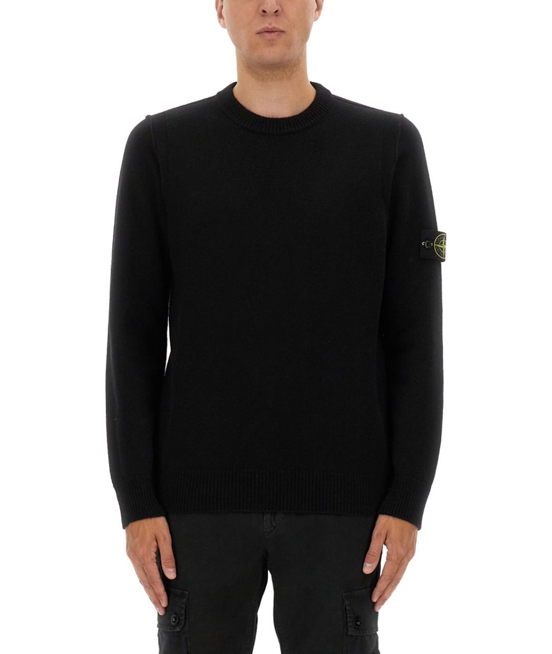 STONE ISLAND Черный шерстяной джемпер / свитер, фото 2