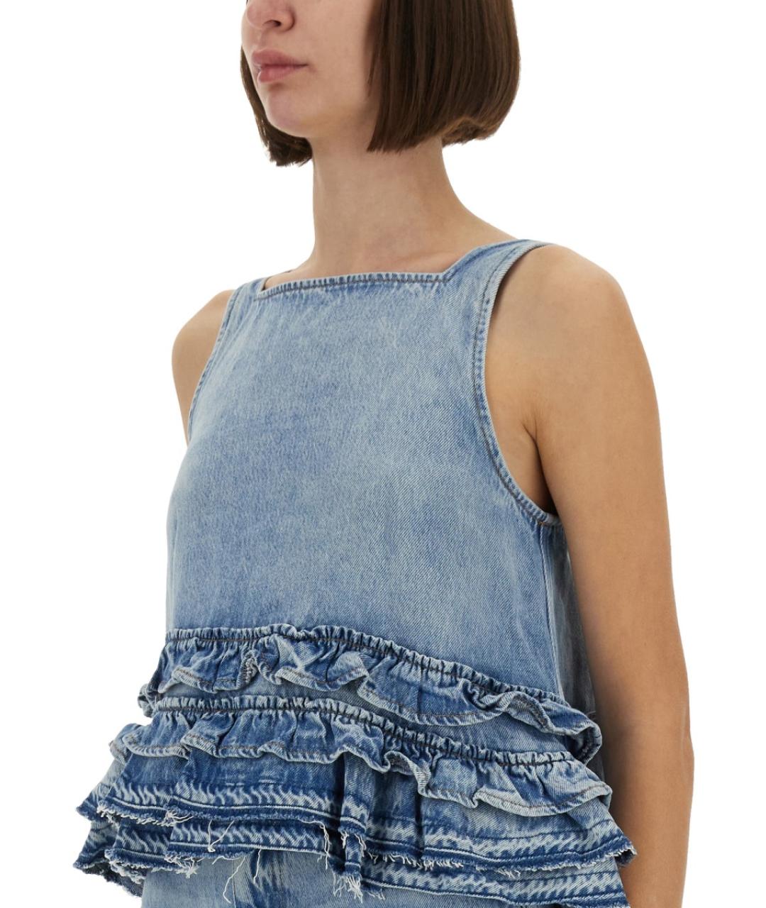 GANNI Синяя хлопковая блузы, фото 5