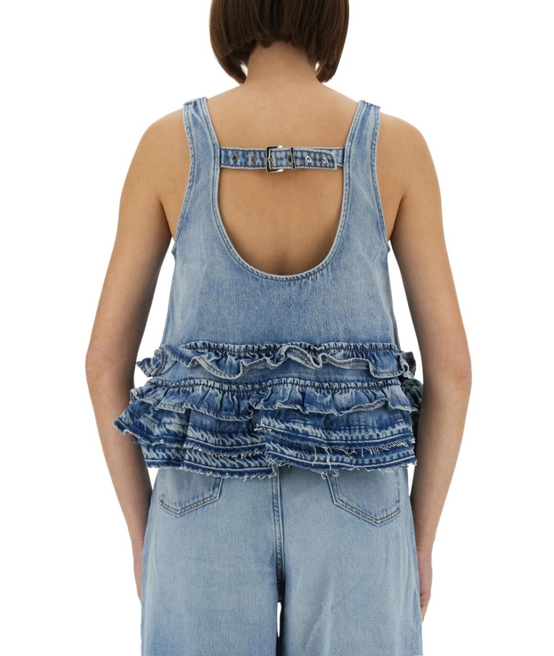 GANNI Синяя хлопковая блузы, фото 4