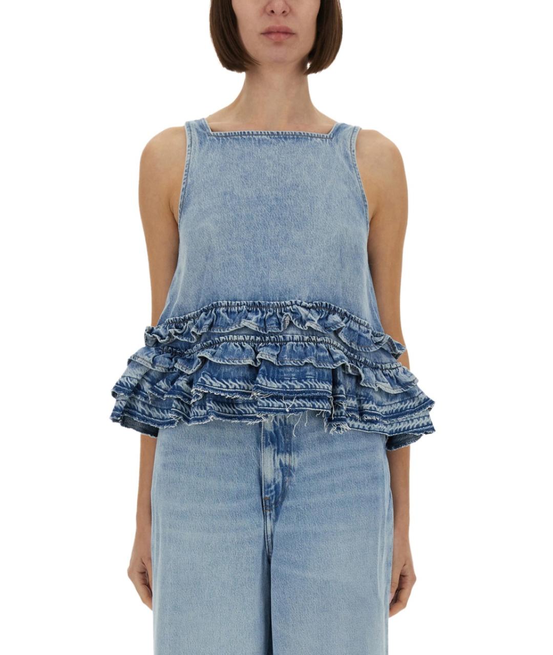 GANNI Синяя хлопковая блузы, фото 2