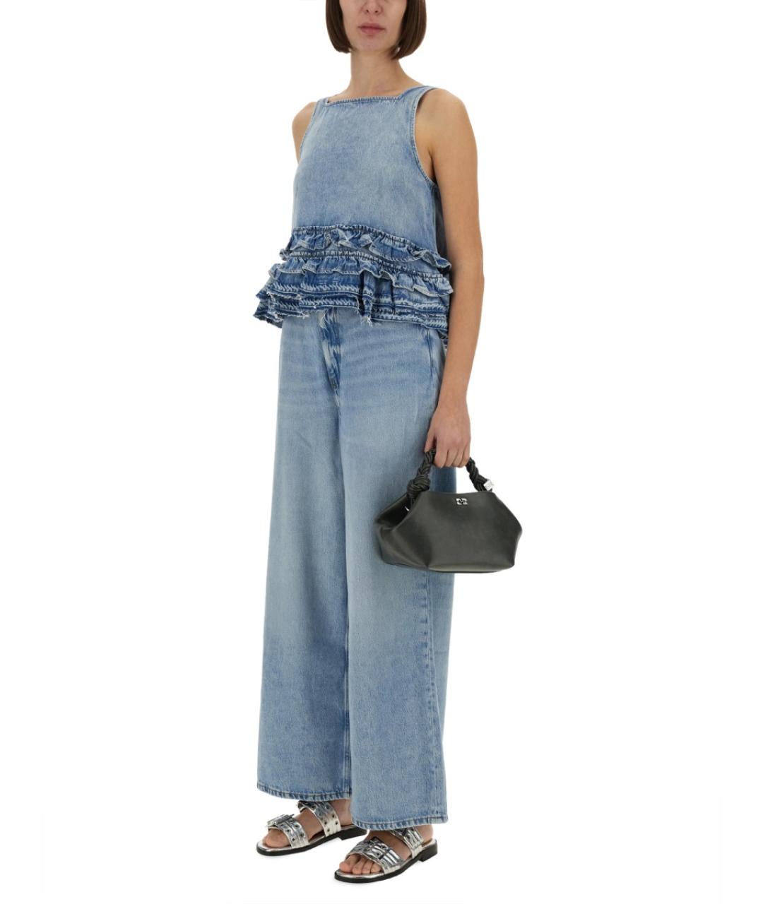 GANNI Синяя хлопковая блузы, фото 3