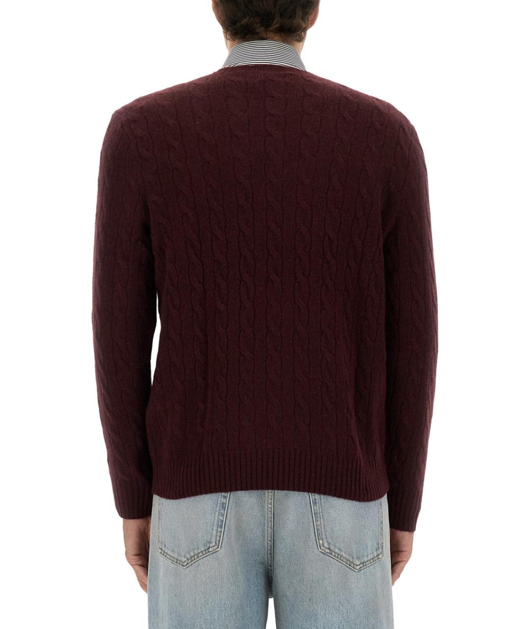 POLO RALPH LAUREN Бордовый шерстяной джемпер / свитер, фото 4
