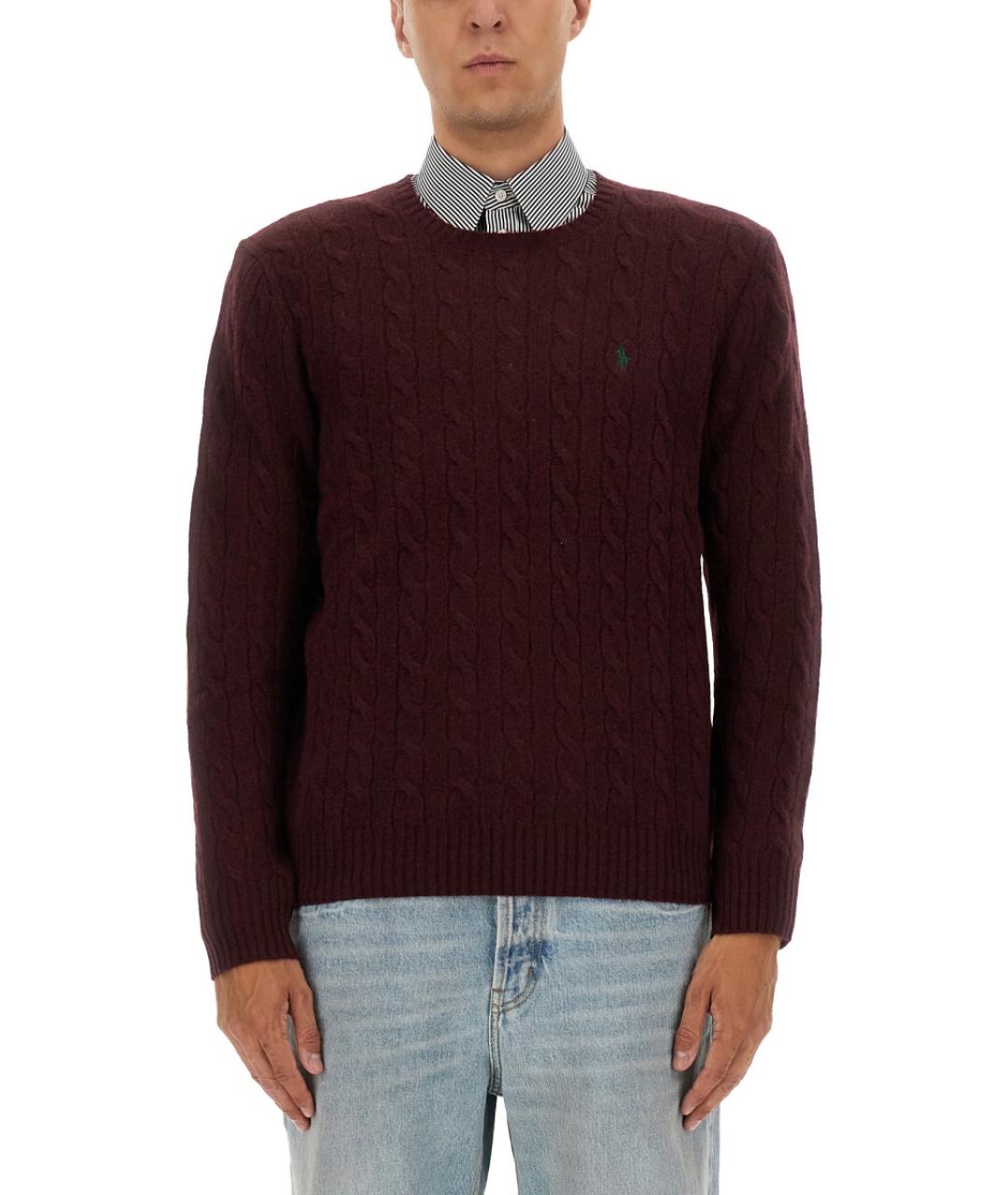 POLO RALPH LAUREN Бордовый шерстяной джемпер / свитер, фото 2