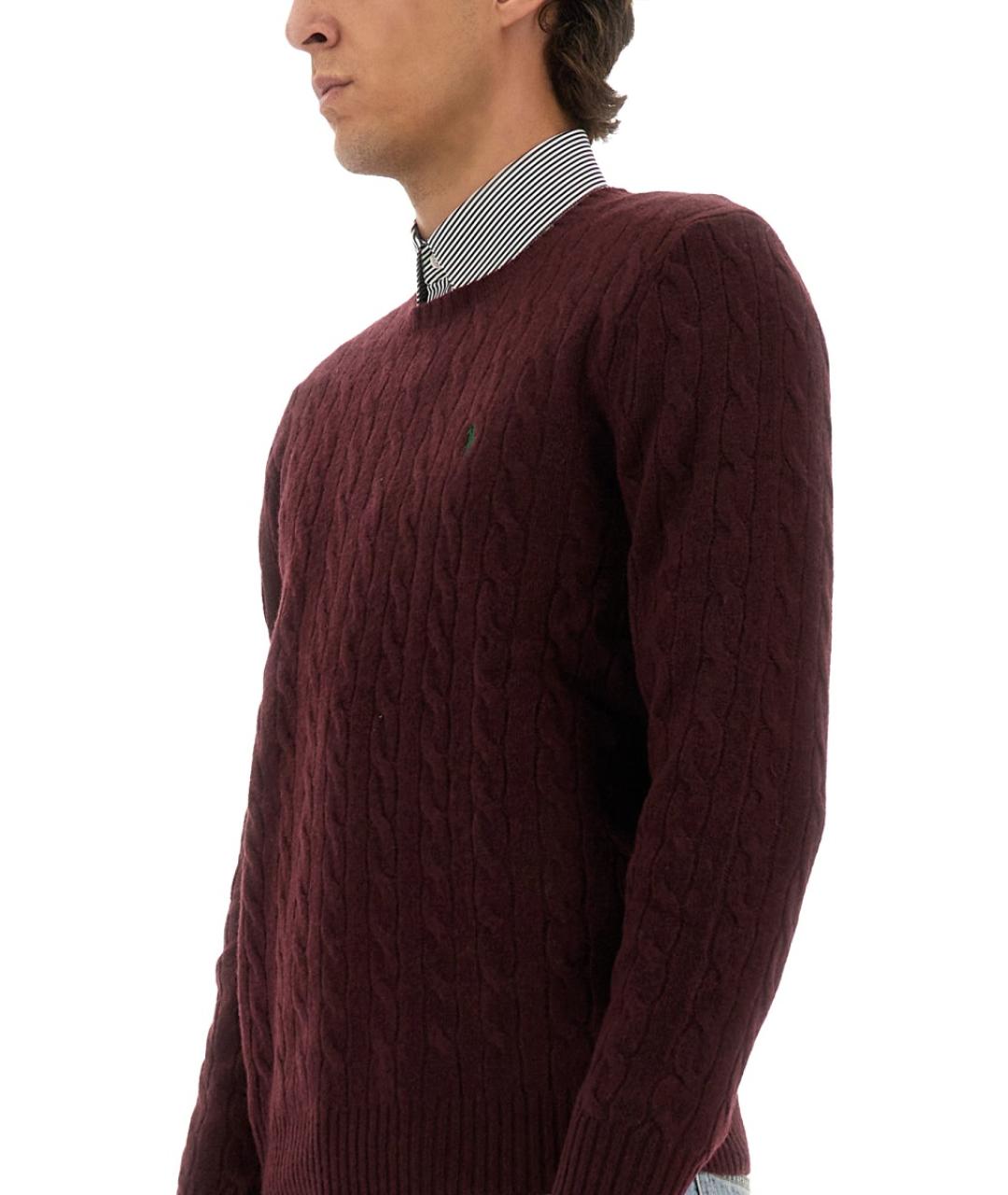 POLO RALPH LAUREN Бордовый шерстяной джемпер / свитер, фото 5