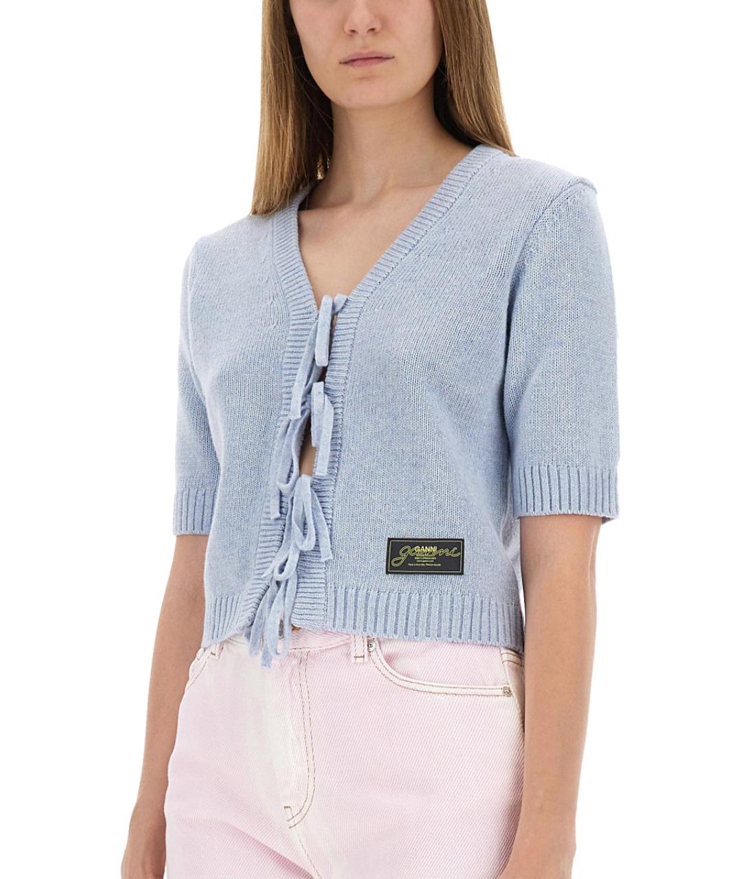 GANNI Голубой шерстяной джемпер / свитер, фото 5