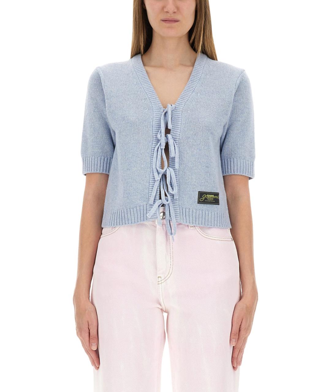 GANNI Голубой шерстяной джемпер / свитер, фото 2