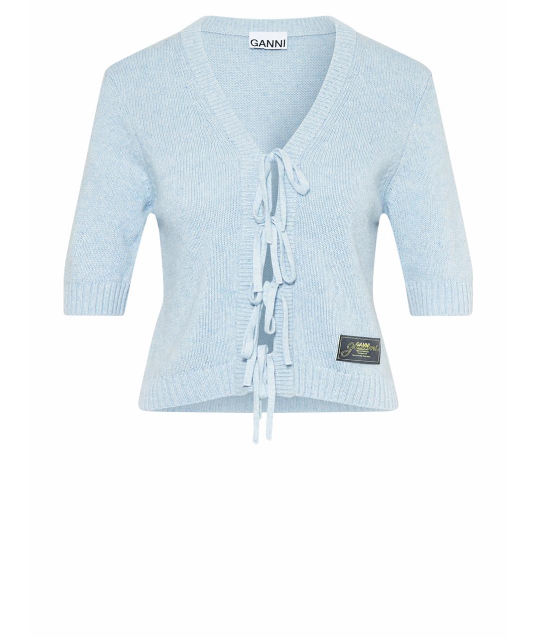 GANNI Голубой шерстяной джемпер / свитер, фото 1