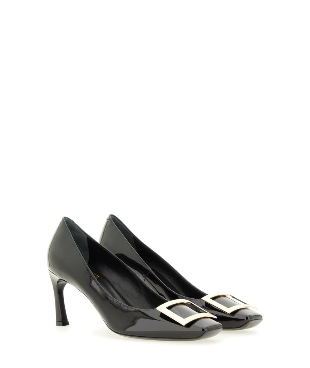 ROGER VIVIER Черные кожаные лодочки на низком каблуке, фото 2