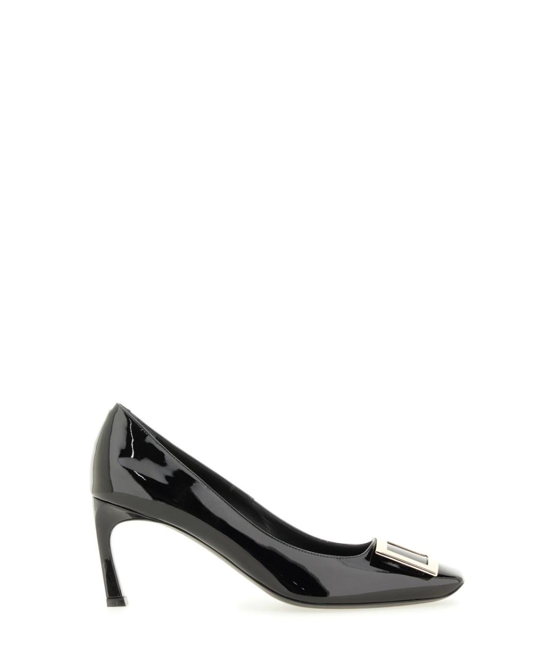 ROGER VIVIER Черные кожаные лодочки на низком каблуке, фото 6