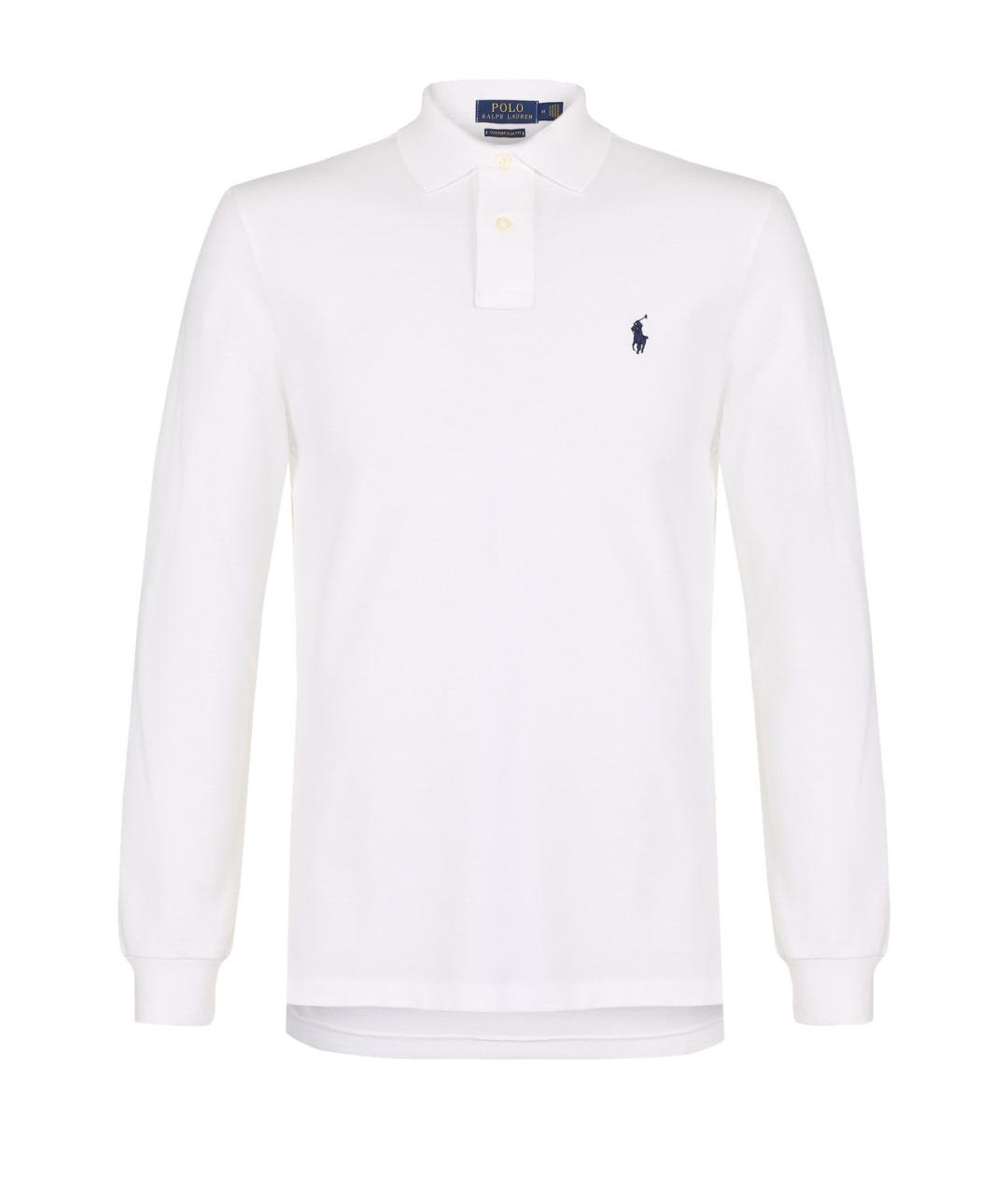 POLO RALPH LAUREN Белое хлопковое поло с длинным рукавом, фото 1