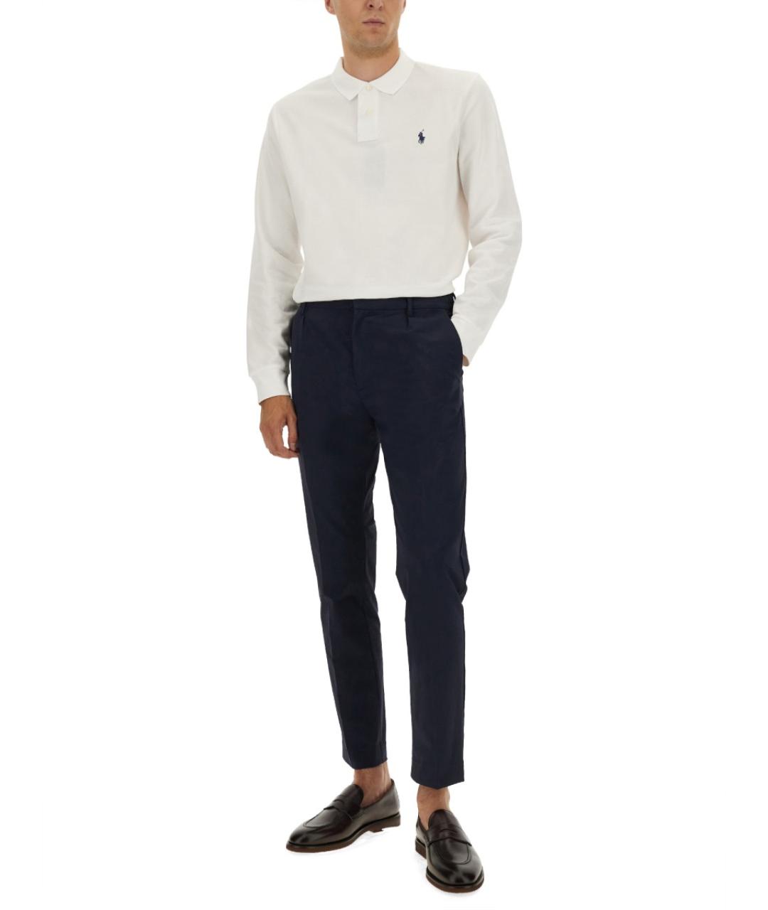 POLO RALPH LAUREN Белое хлопковое поло с длинным рукавом, фото 3